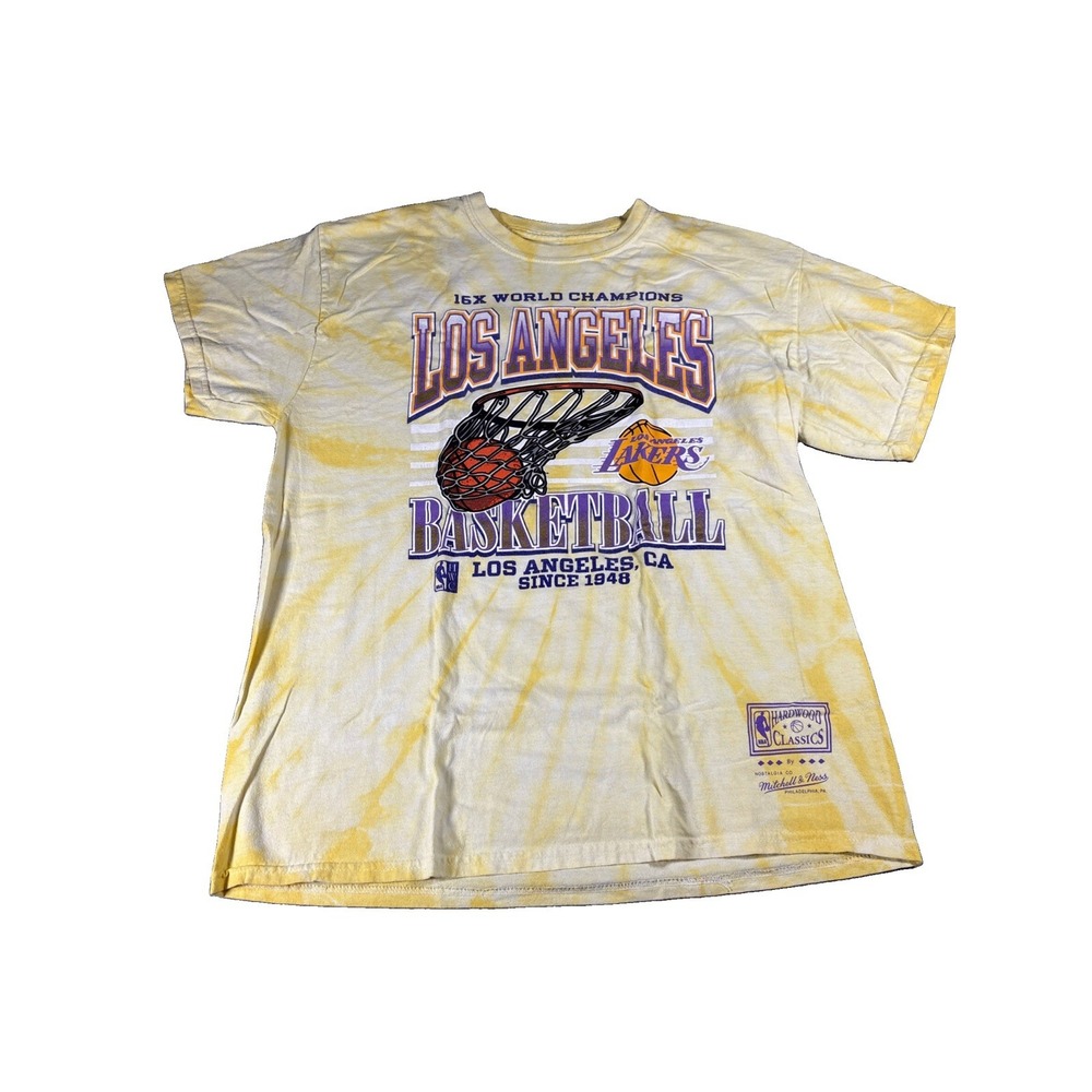 Los Angeles Lakers Shirt Mens Large 16 World Champion Tie Dye Mitchell & Ness